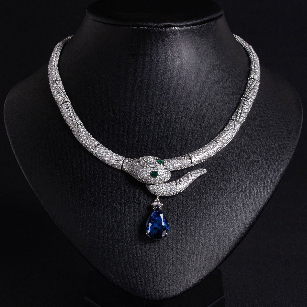 S925 Silver Snake-Shaped Cubic Zirconia Necklace
