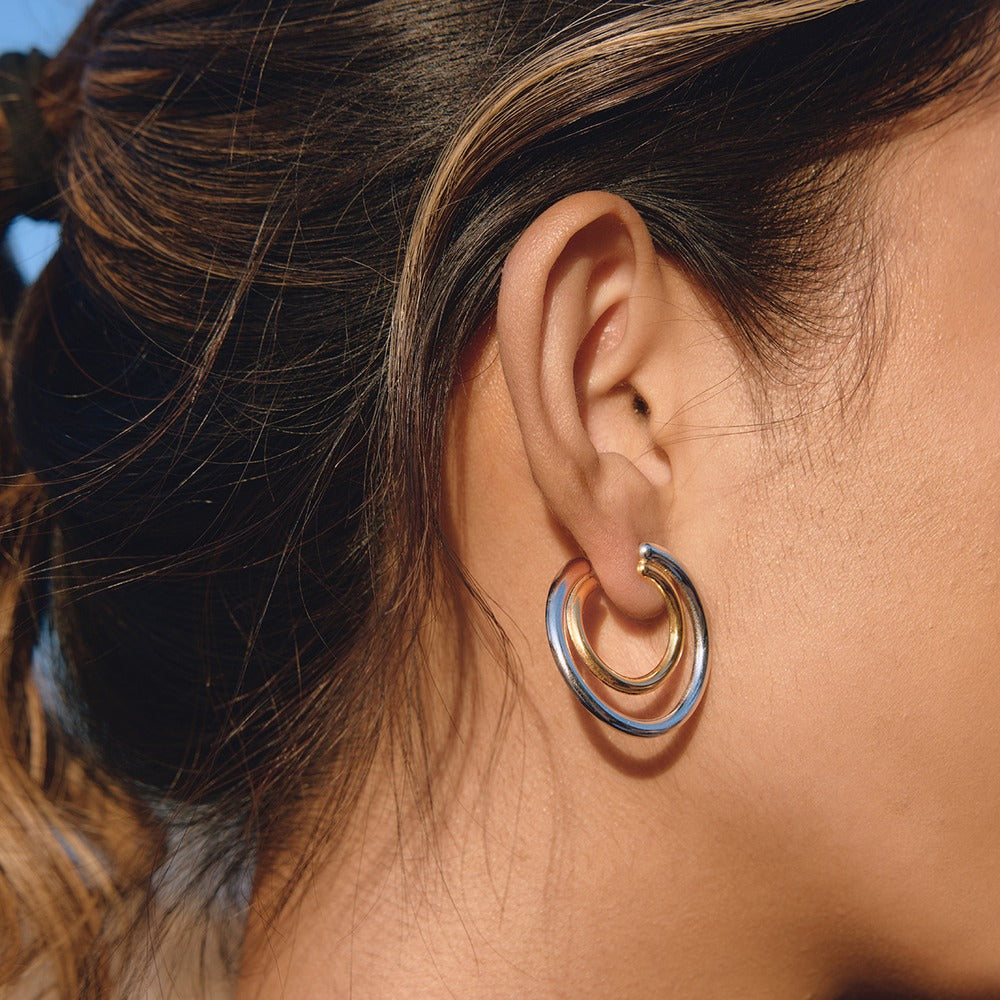 Two Tone Hoop Earrings