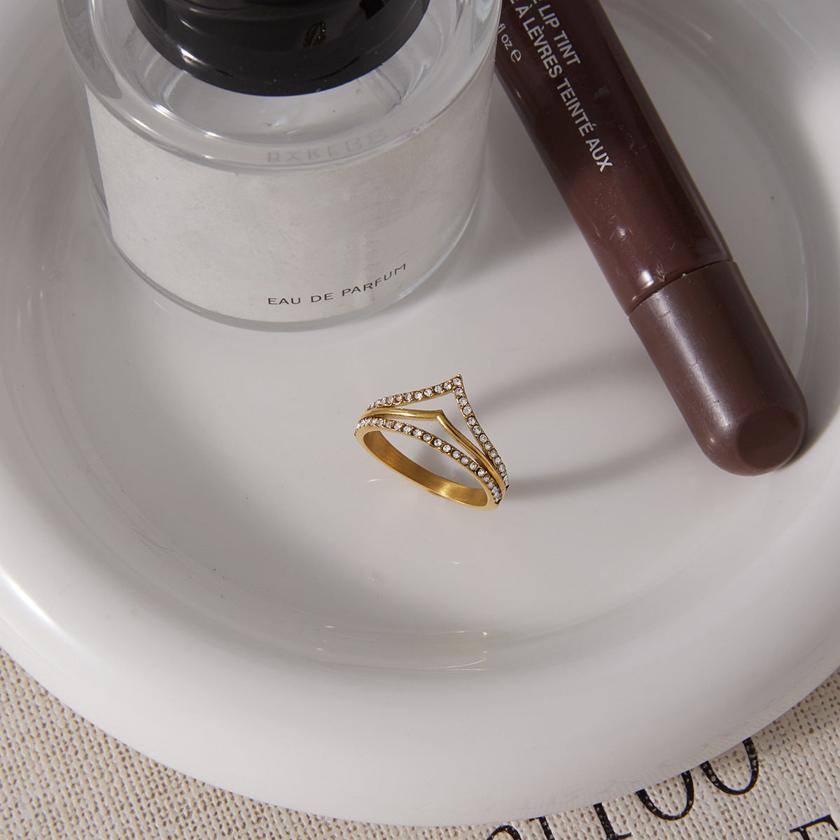 Layered Wave Zircon Ring