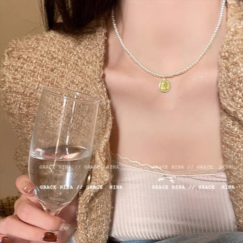 S925 Sterling Silver Pearl Necklace For Women, Niche Design, Light Luxury, Stylish And Versatile, High-End Clavicle Chain Accessory, Trendy
