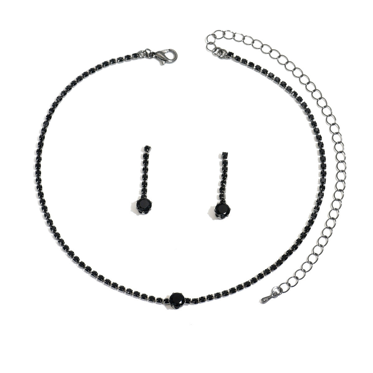 European And American Export New Bridal Clothing Exquisite Necklace Simple Stylish High-End Rhinestone Zircon Jewelry Set