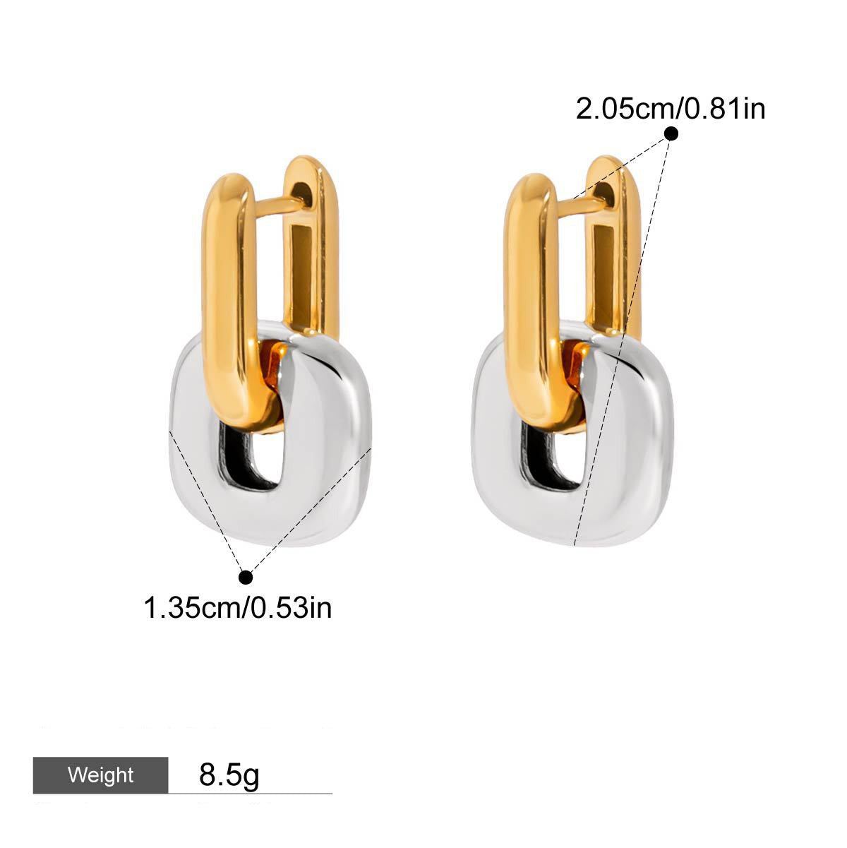 18K gold geometric square with hollow design classic and fashionable earrings