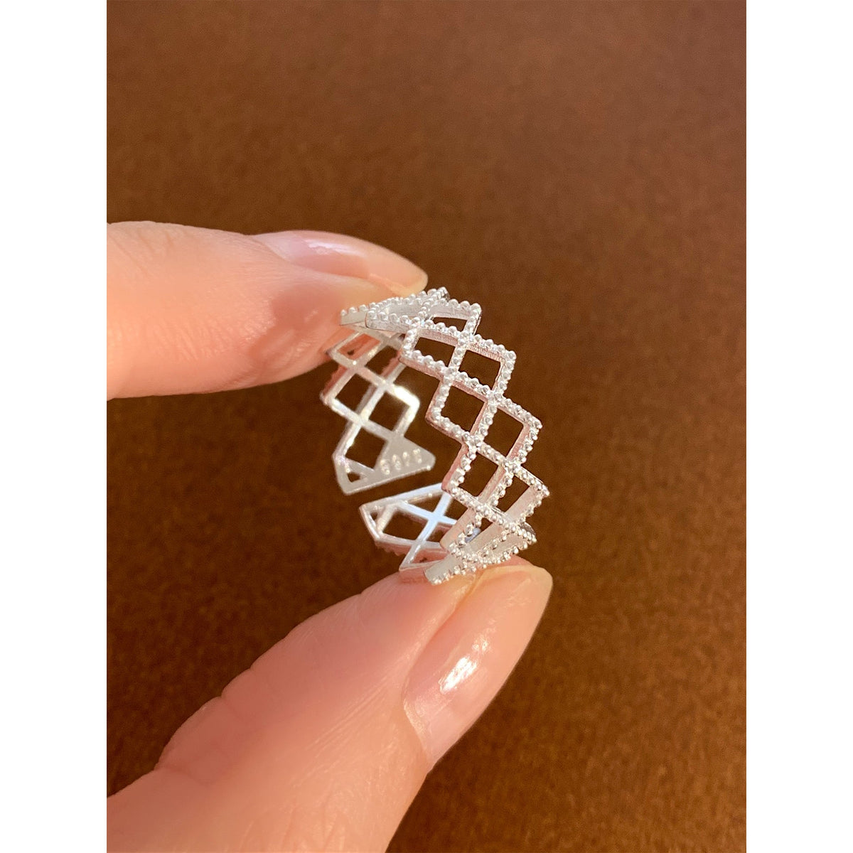 925 Sterling Silver Plain Band Zircon Ring, Ladies Light Luxury Niche Heavy Craft Stackable High-end Tarnish Resistant Ring