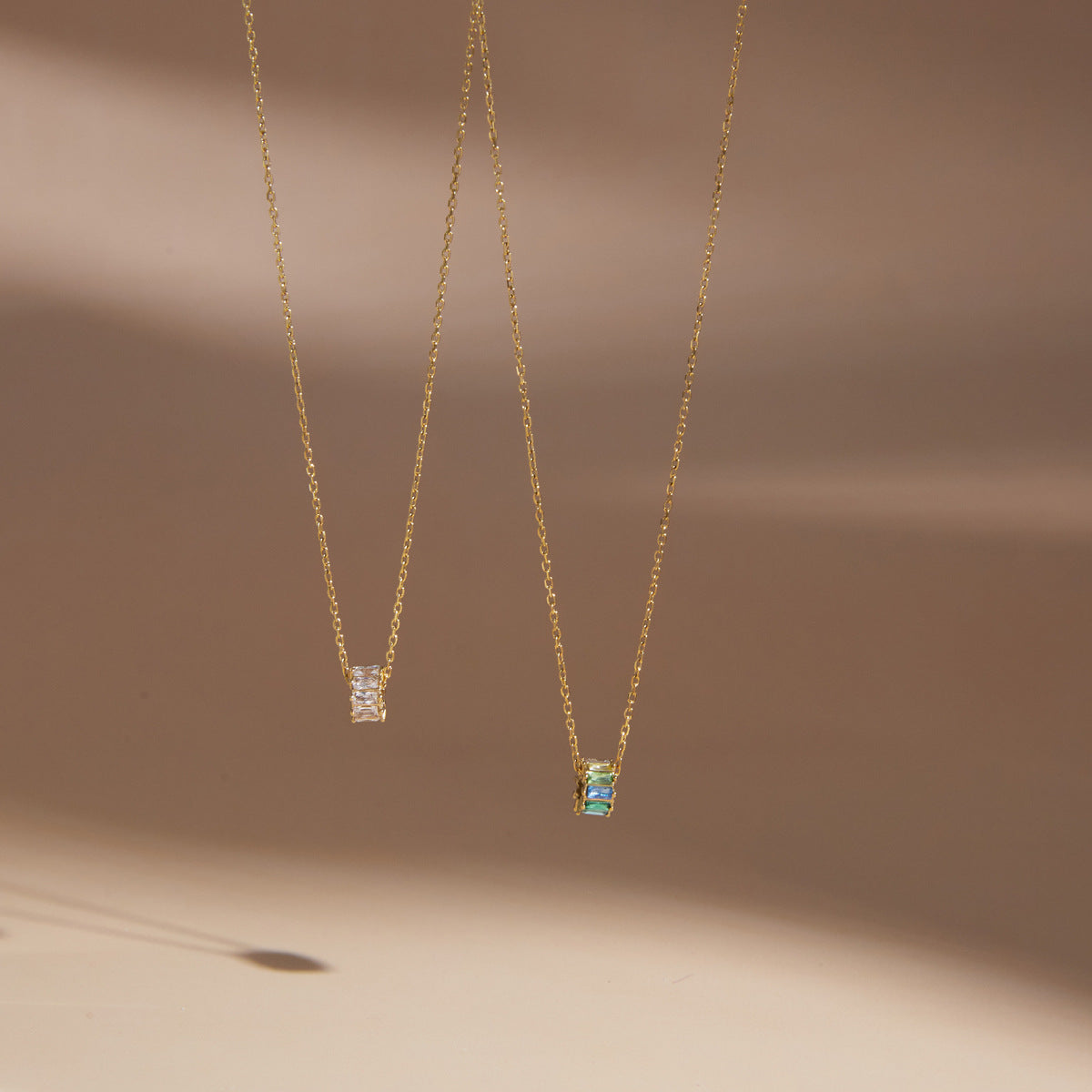 Geometric Zircon Pendant Necklace Collection