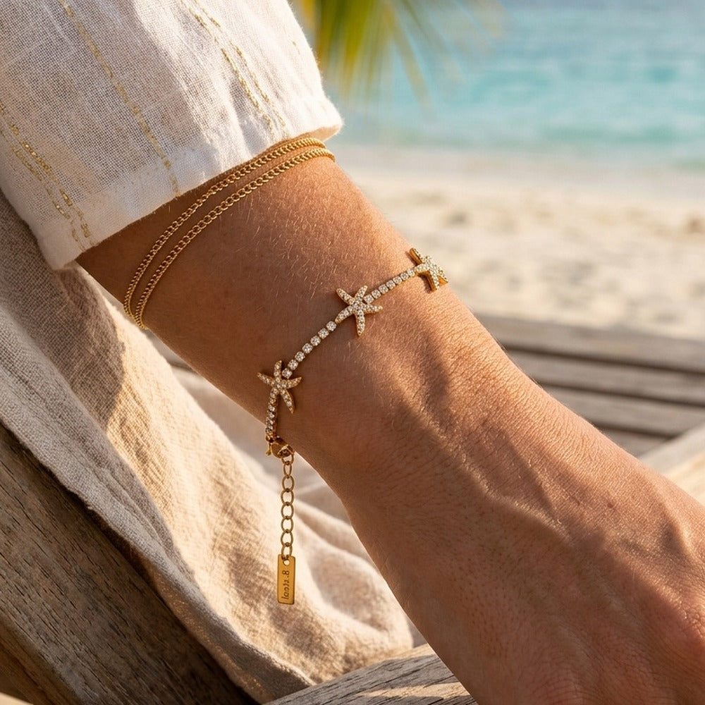 White Zircon Starfish Bracelet