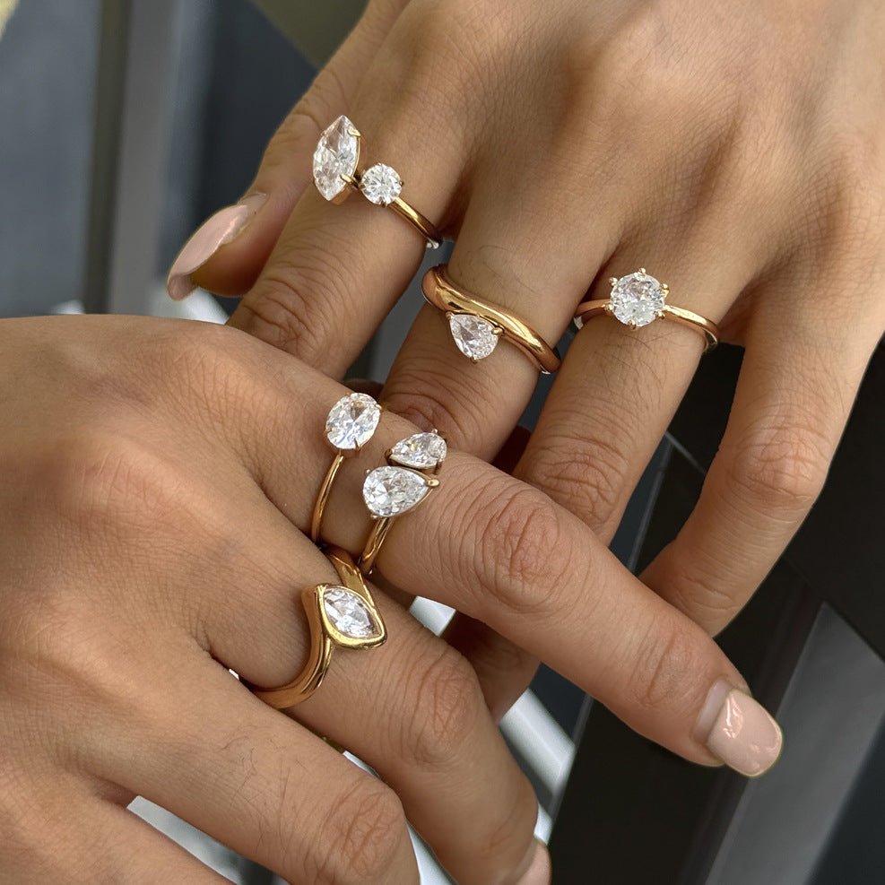 Geometric Zircon Ring Assortment