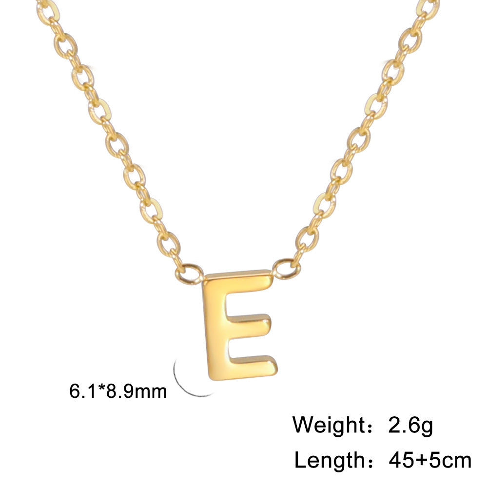 Hot-Selling Welded 26 Letters 18K Real Gold Electroplated Non-Fading Small Pendant Jewelry 304 Material Stainless Steel Necklace