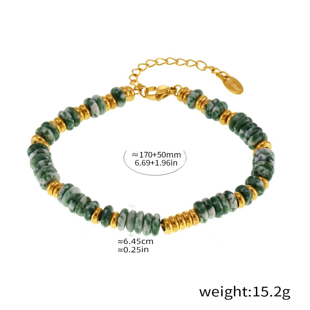18K gold round beads with gemstone design high-end bracelet