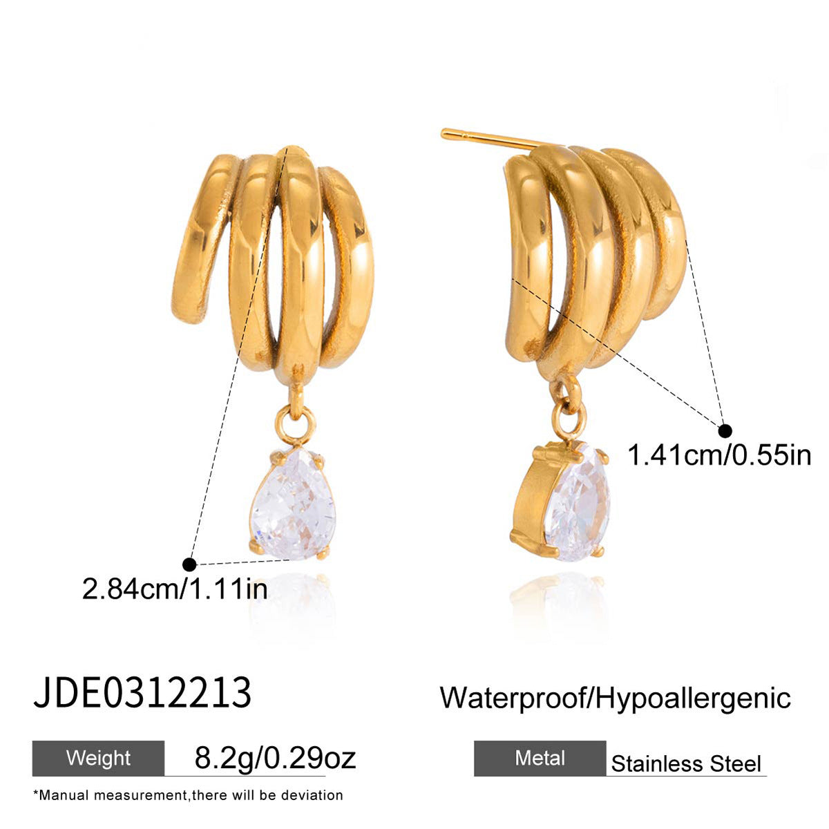 Teardrop Zircon Stud Earrings