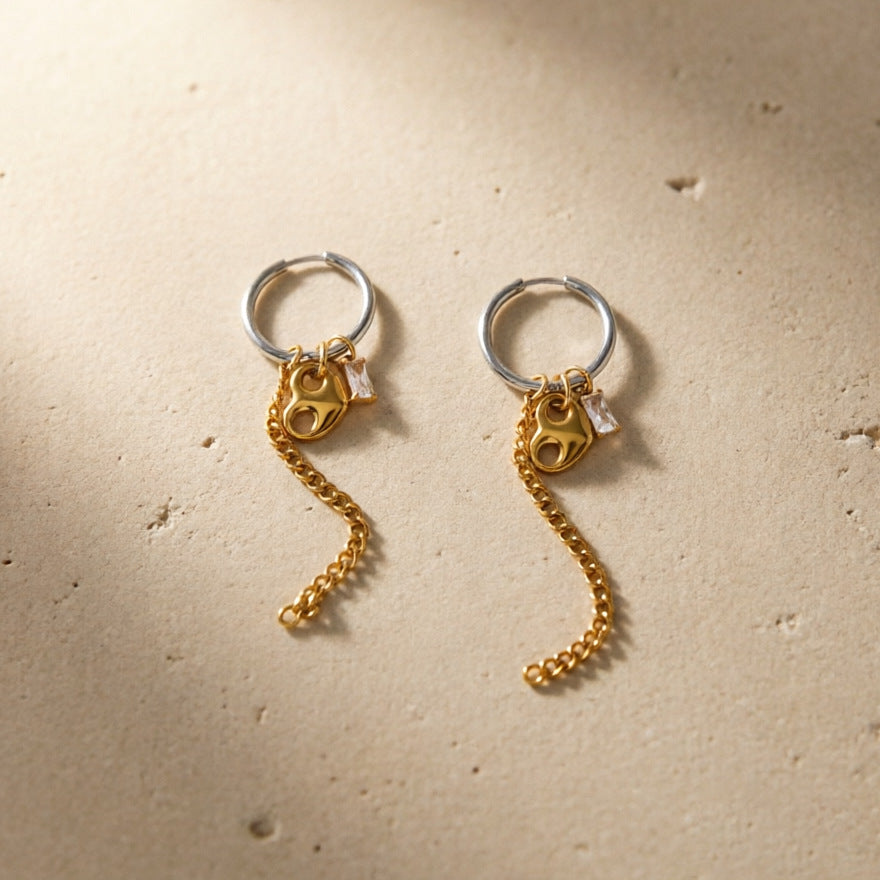 Two Tone Chain Tassel Earrings