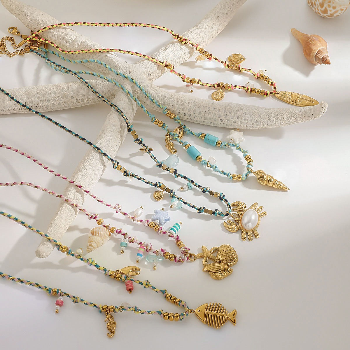 18K gold ocean element with pearl design exquisite and noble necklace