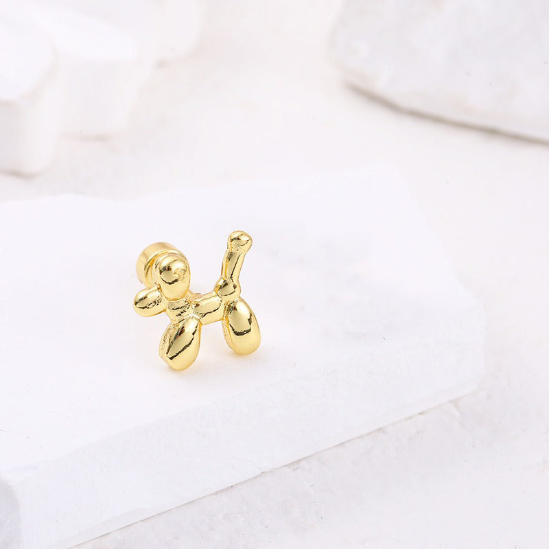 18K gold five-pointed star inlaid gemstones exquisite design dazzling earrings