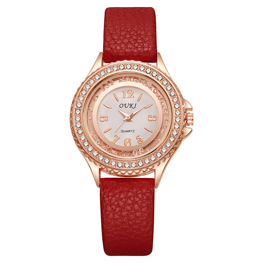Stylish And Minimalist Round Rhinestone Womens Watch