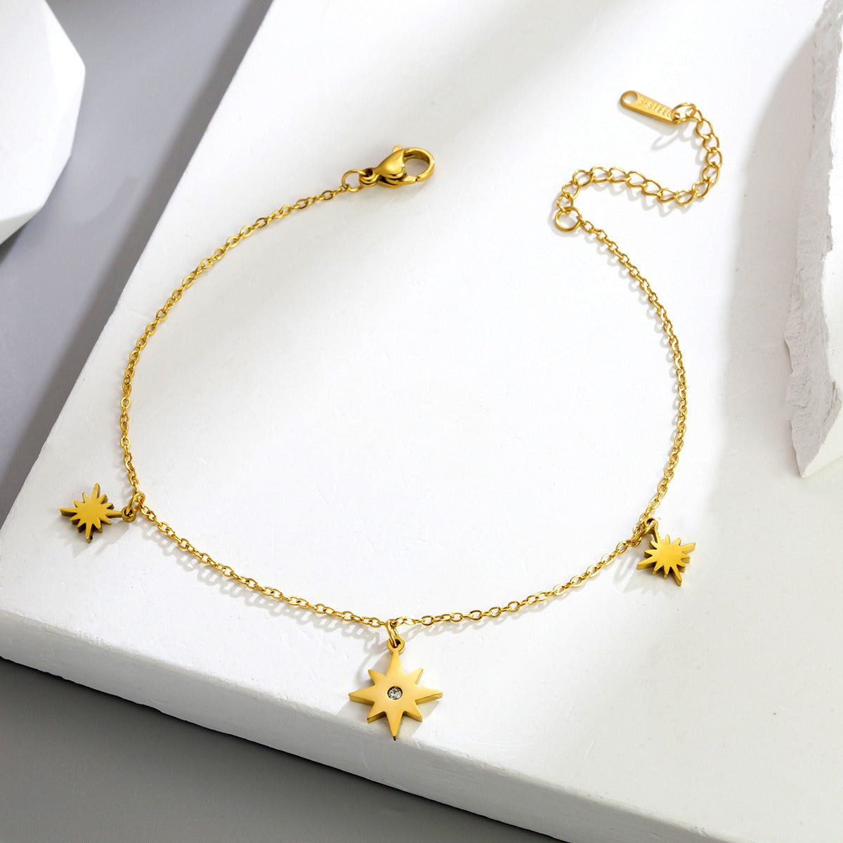 18k gold personalized star women's anklet