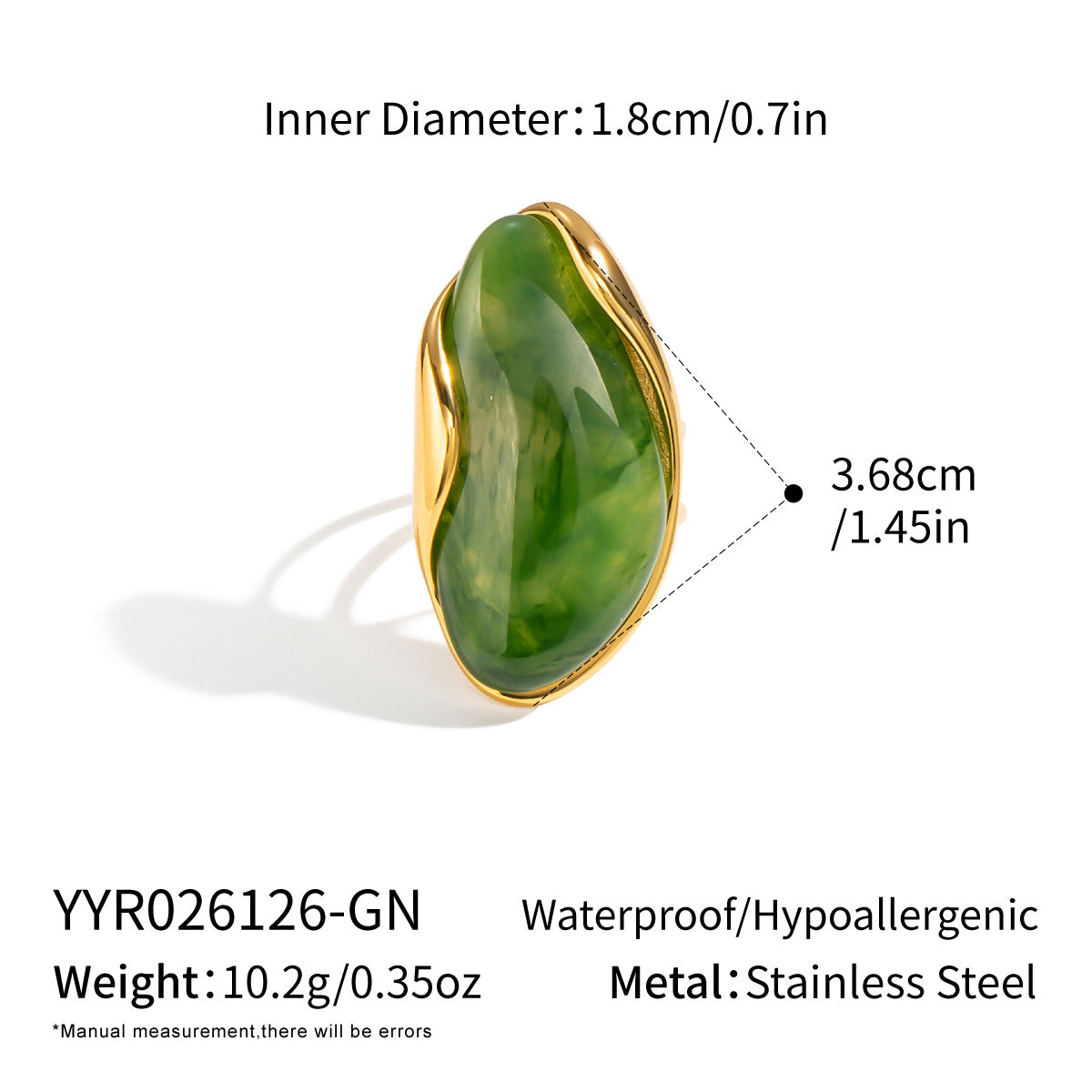 Womens Stainless Steel Resin Open-End Ring