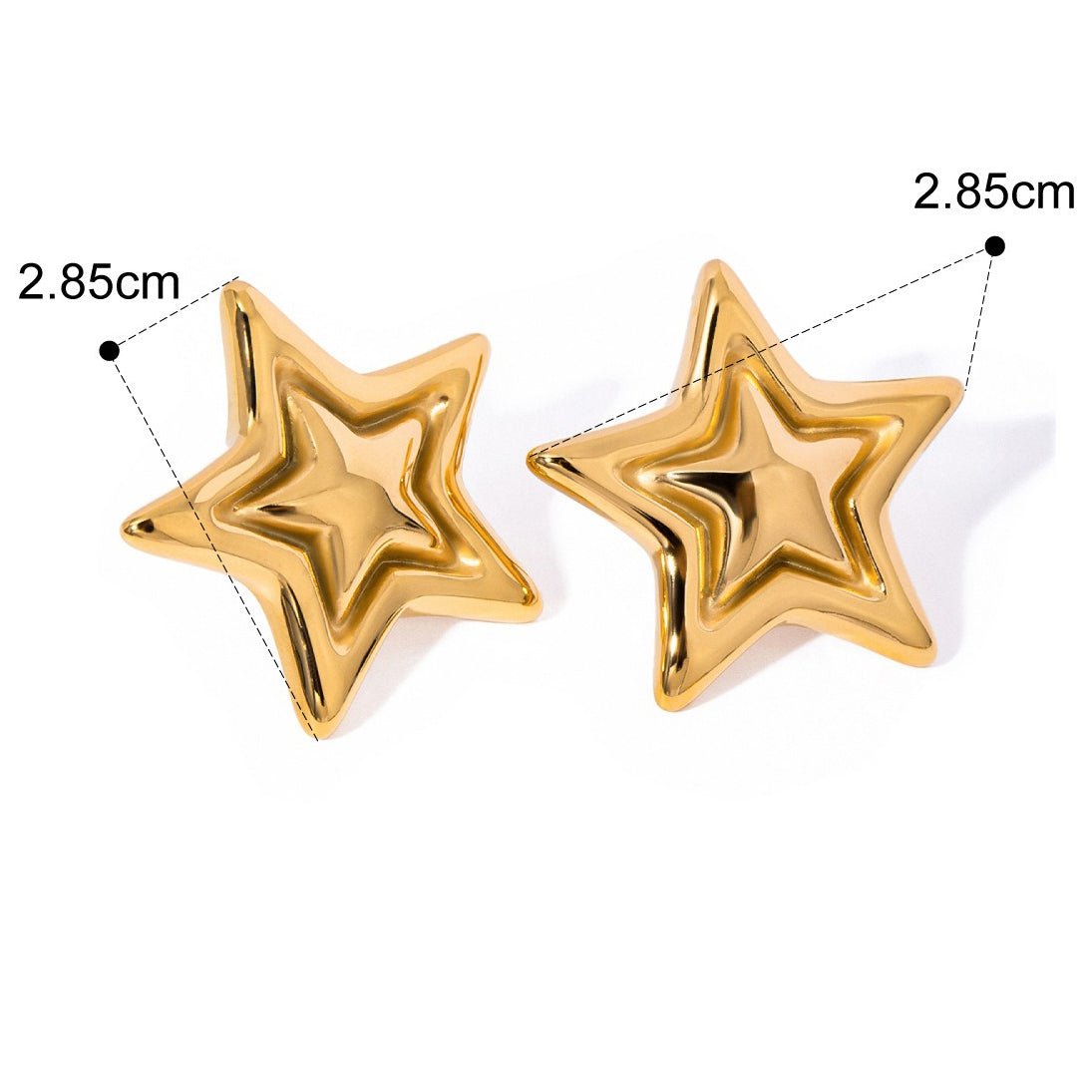 18K gold trendy personality five-pointed star with concave and convex design earrings