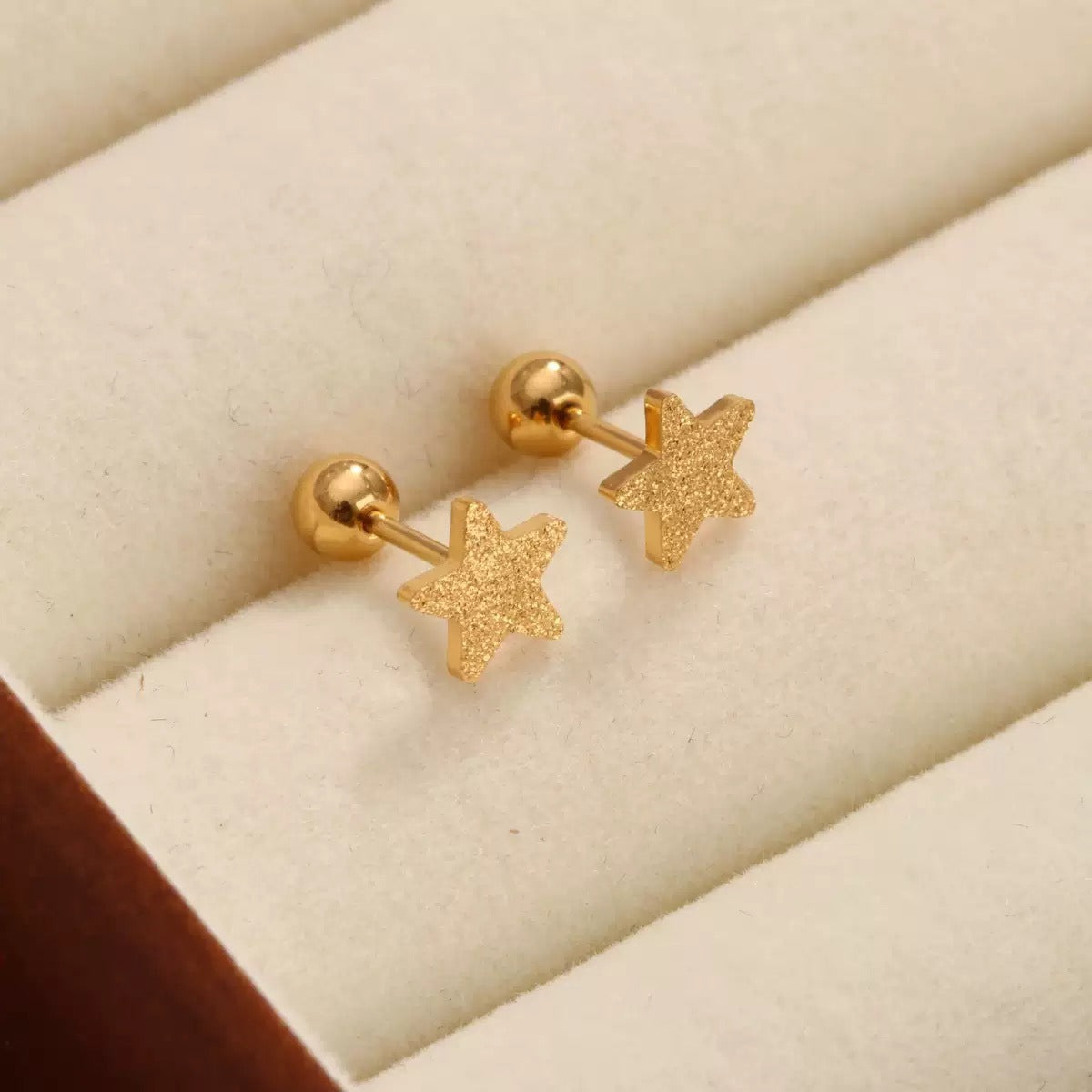 18K gold geometric inlaid gemstone design trendy personality earrings