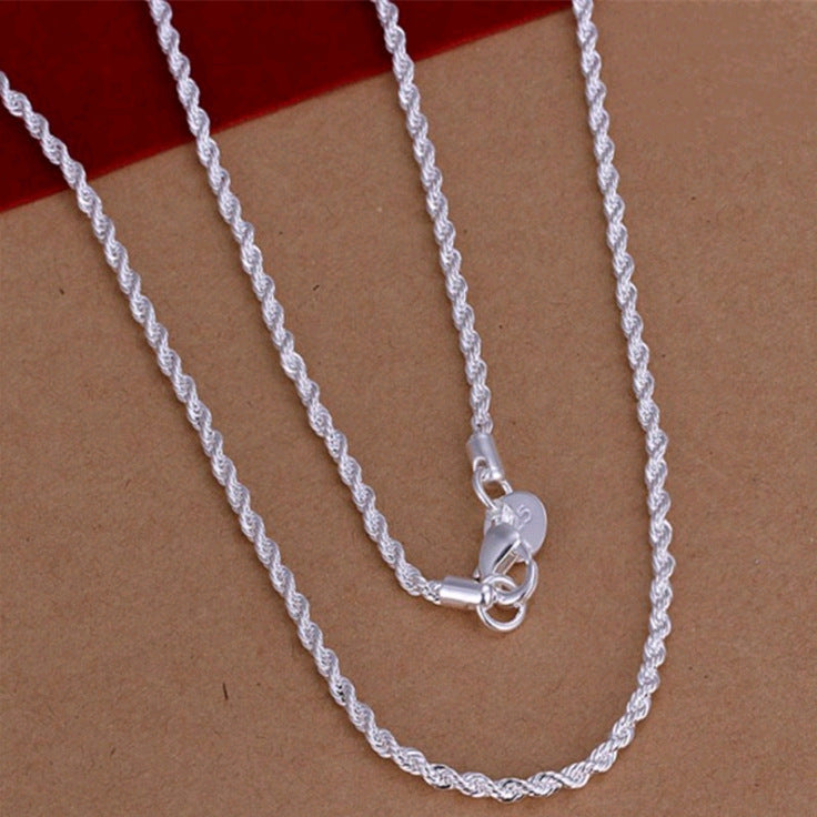 Twist Necklace Silver Plated 4MM Twisted String Necklace