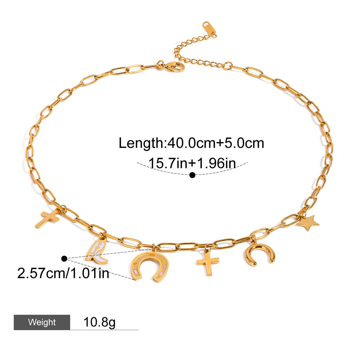 18K Gold Cross and Star Design Beautiful Fashion Necklace