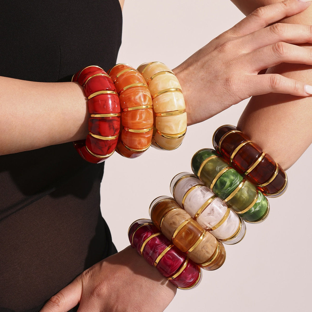 18k gold fashionable luxury resin elastic rope bracelet