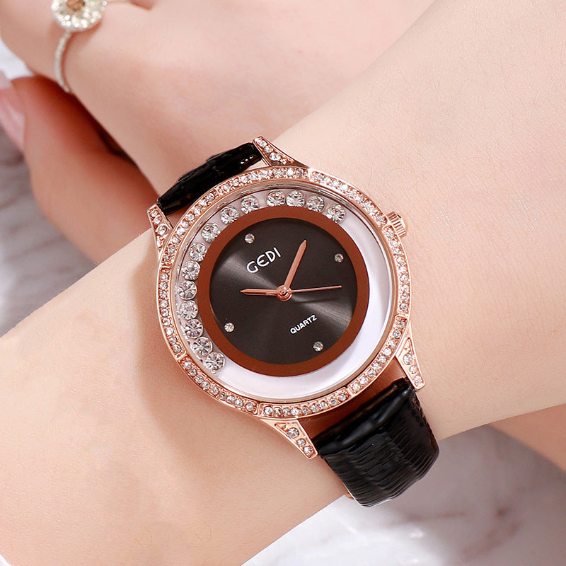 GEDI Double-Diamond Leather Belt All-Match Watch For Women