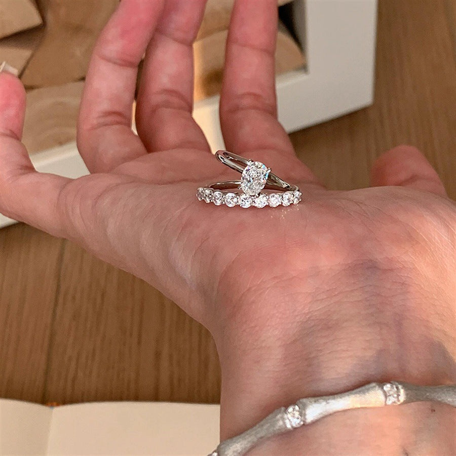 Women Tarnish Resistant Niche 925 Sterling Silver Zircon Plain Band Ring, Light Luxury Heavy Craft Stackable Ring Wholesale