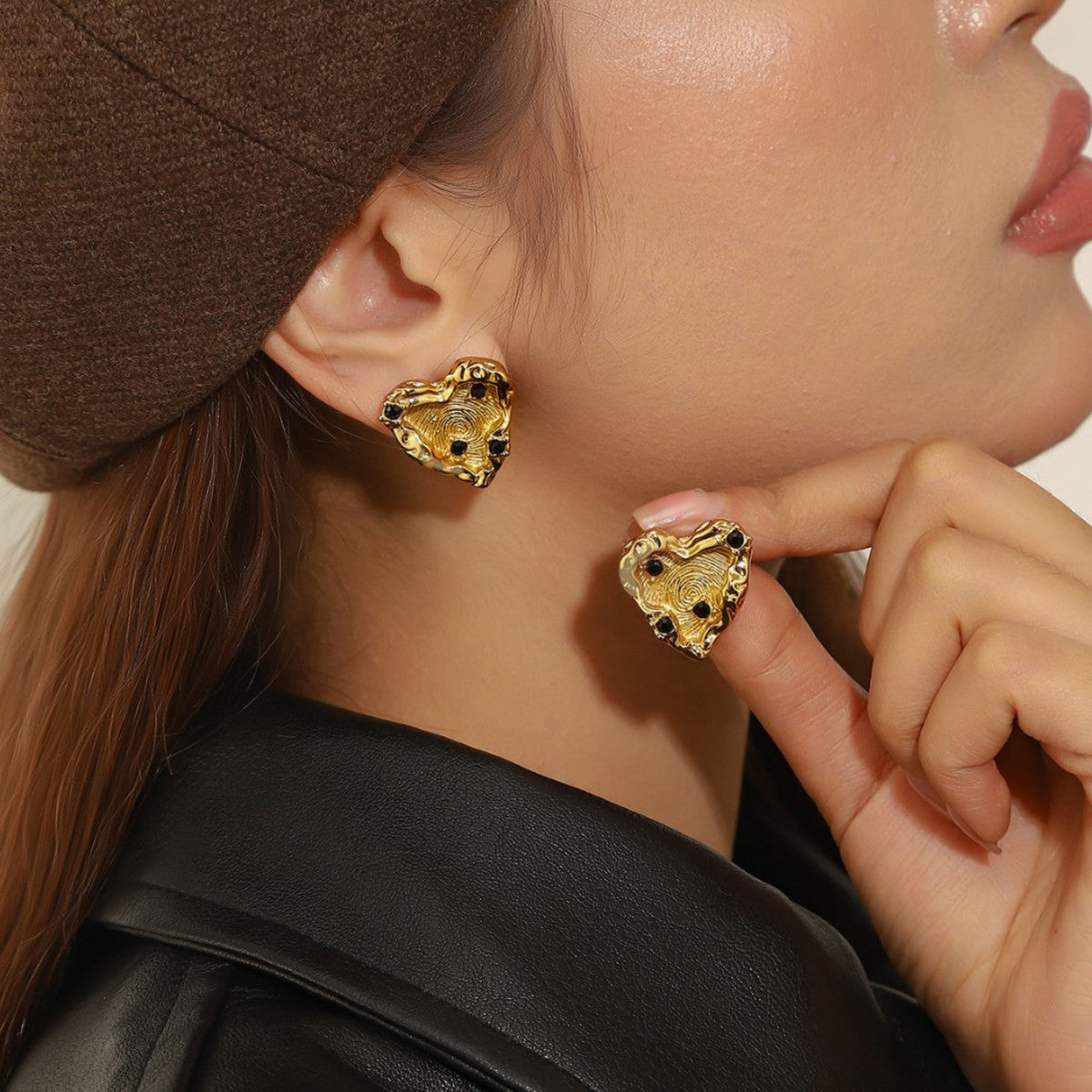 Stainless Steel Earrings With Geometric Pleats 18k Gold