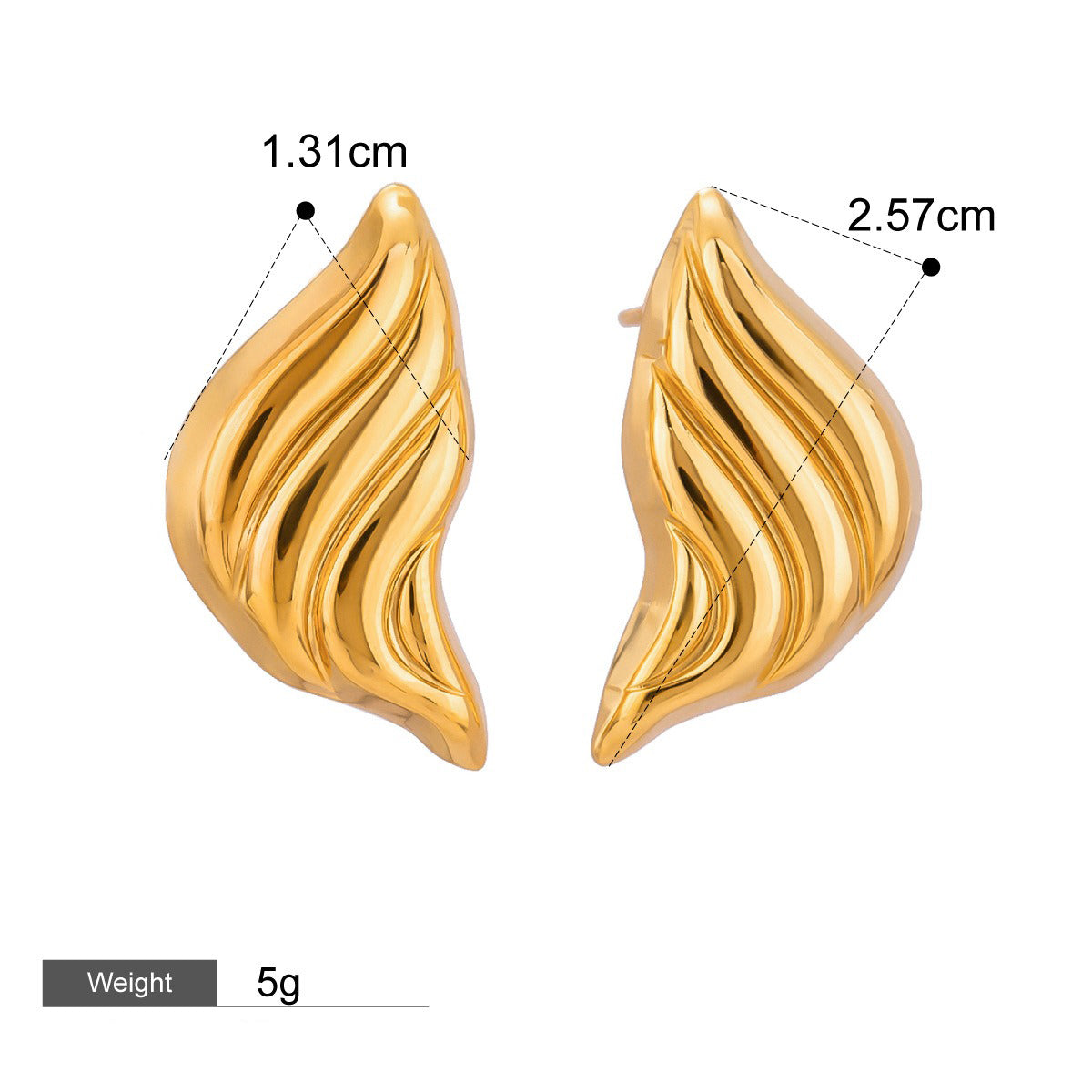 18K gold geometric inlaid pearl design simple personality earrings
