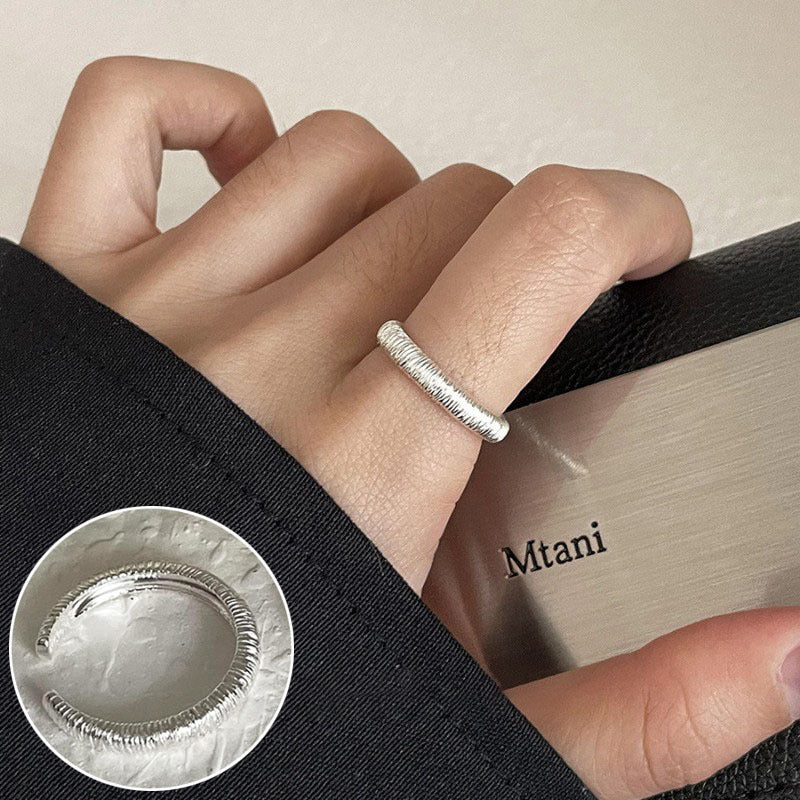 High Sense Star Open Ring For Women, INS Niche Brushed Texture Luxury Adjustable Index Finger Statement Ring