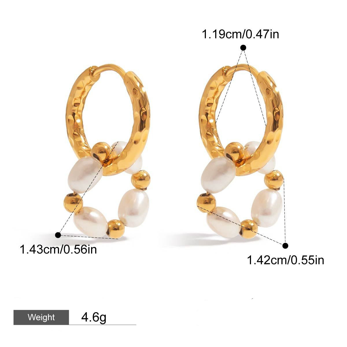 18K gold C-shaped inlaid pearl earrings with exquisite design