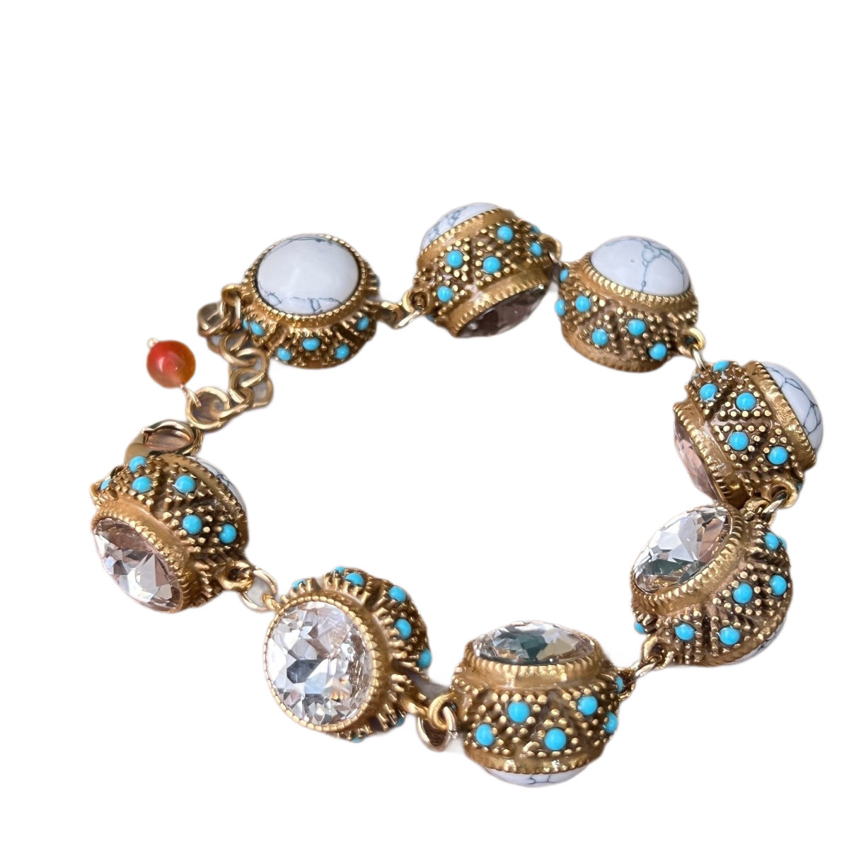 Women's Vintage Multi-stone Inlaid Natural Tigers Eye Bracelet