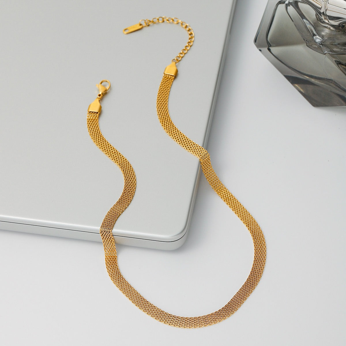 18K Gold Braided Chain Design Exquisite Fashion Necklace