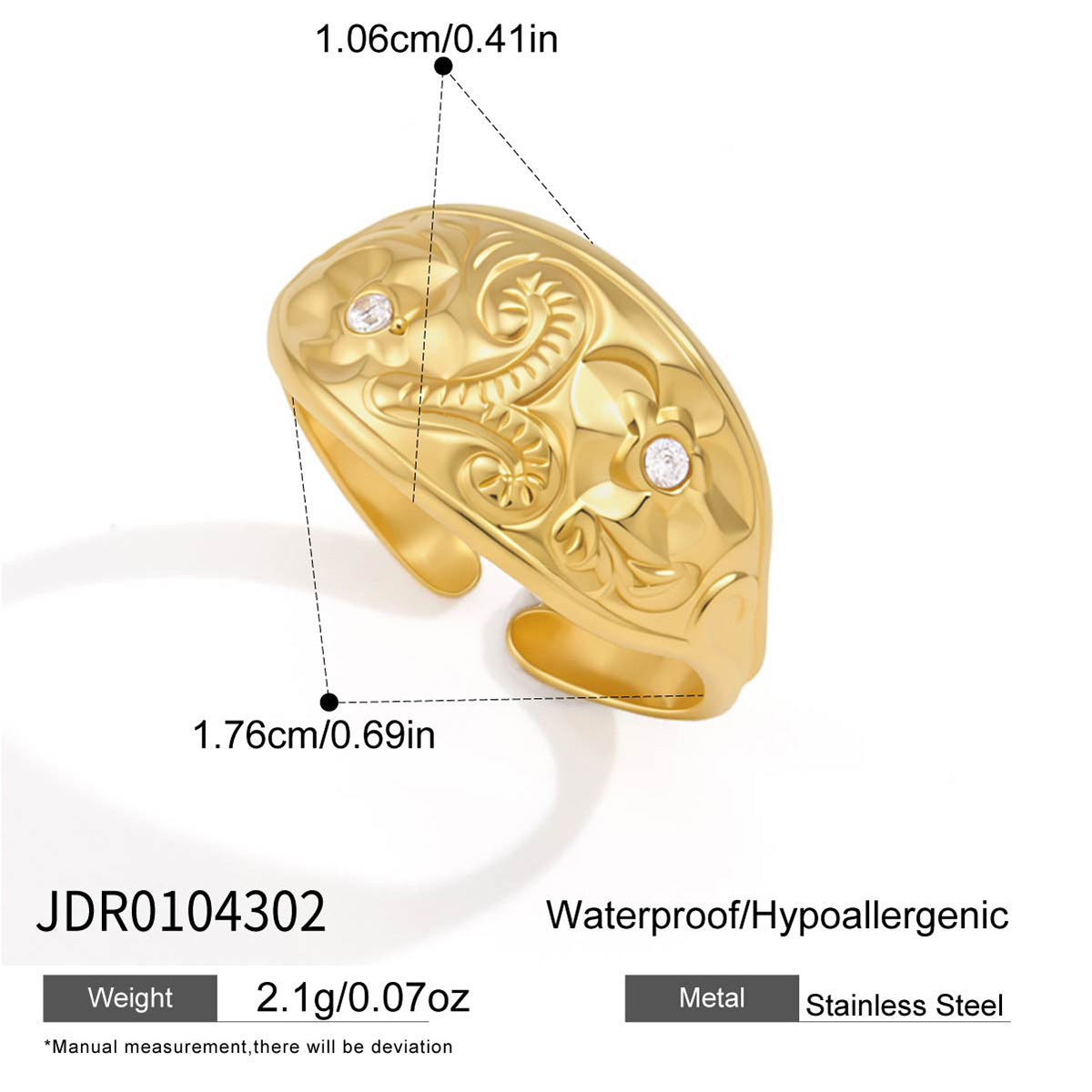 Engraved Floral Open Ring Collection