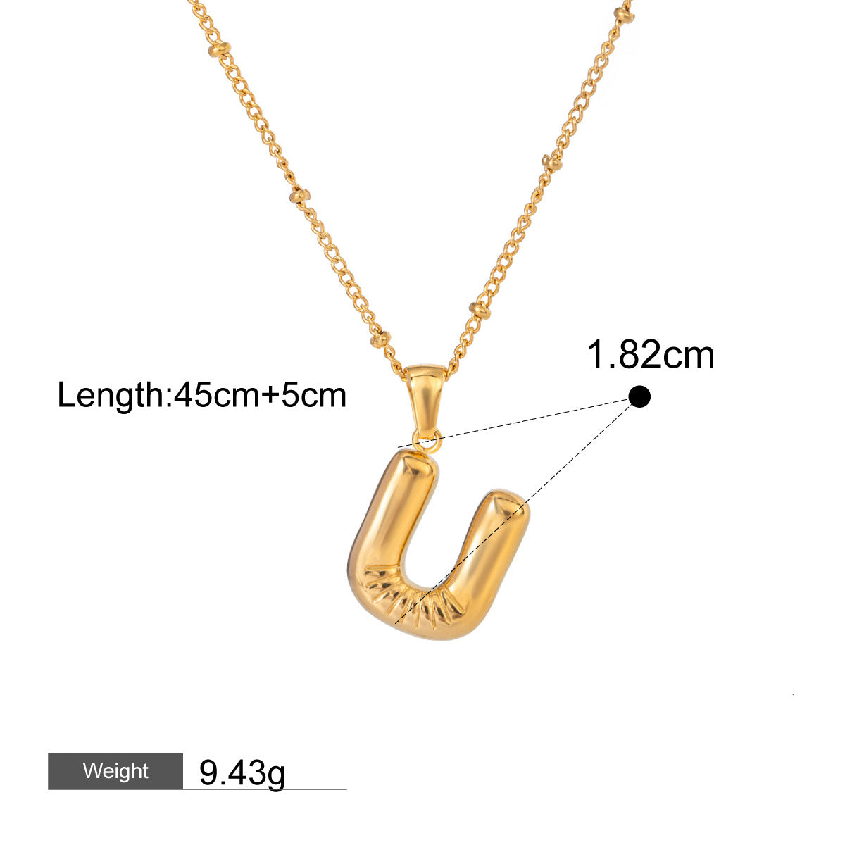 18K gold letters with birthstone design high-end necklace