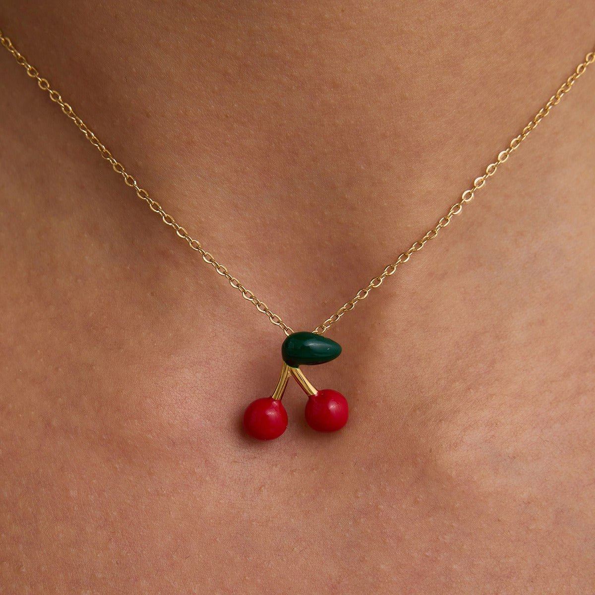 18K Gold Cherry Shaped Beautiful Personalized Necklace