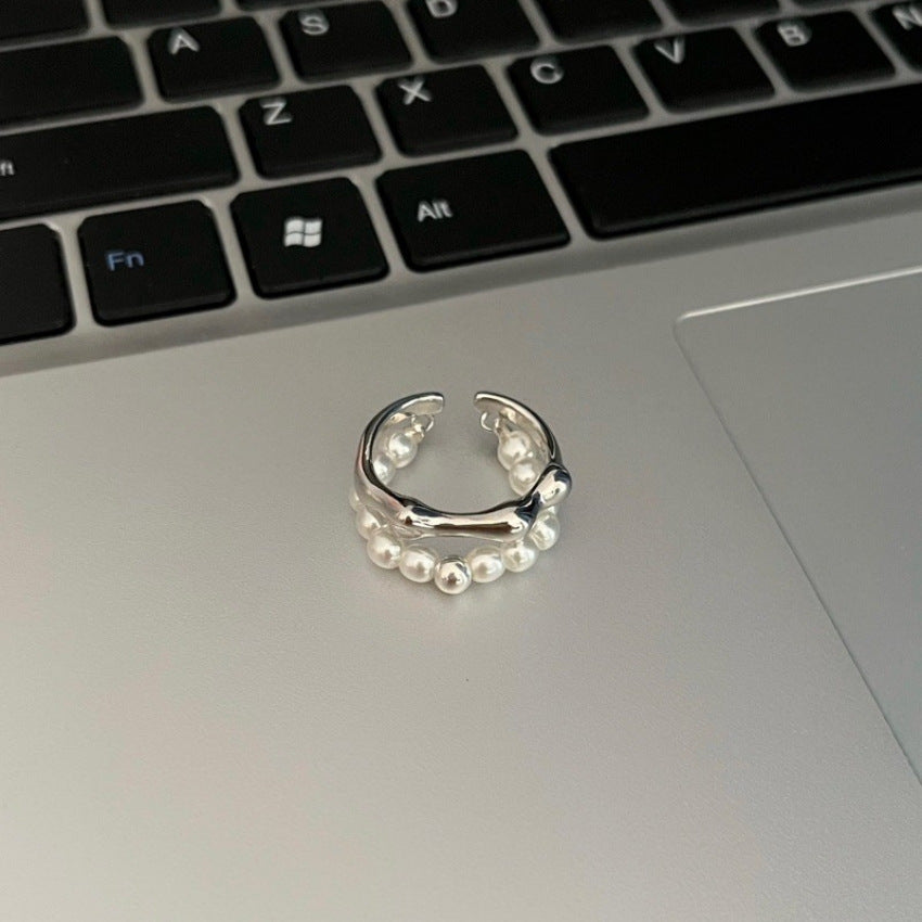 Women Light Luxury Stackable 925 Sterling Silver Zircon Plain Band Ring, Niche Heavy Craft Tarnish Resistant Jewelry Wholesale