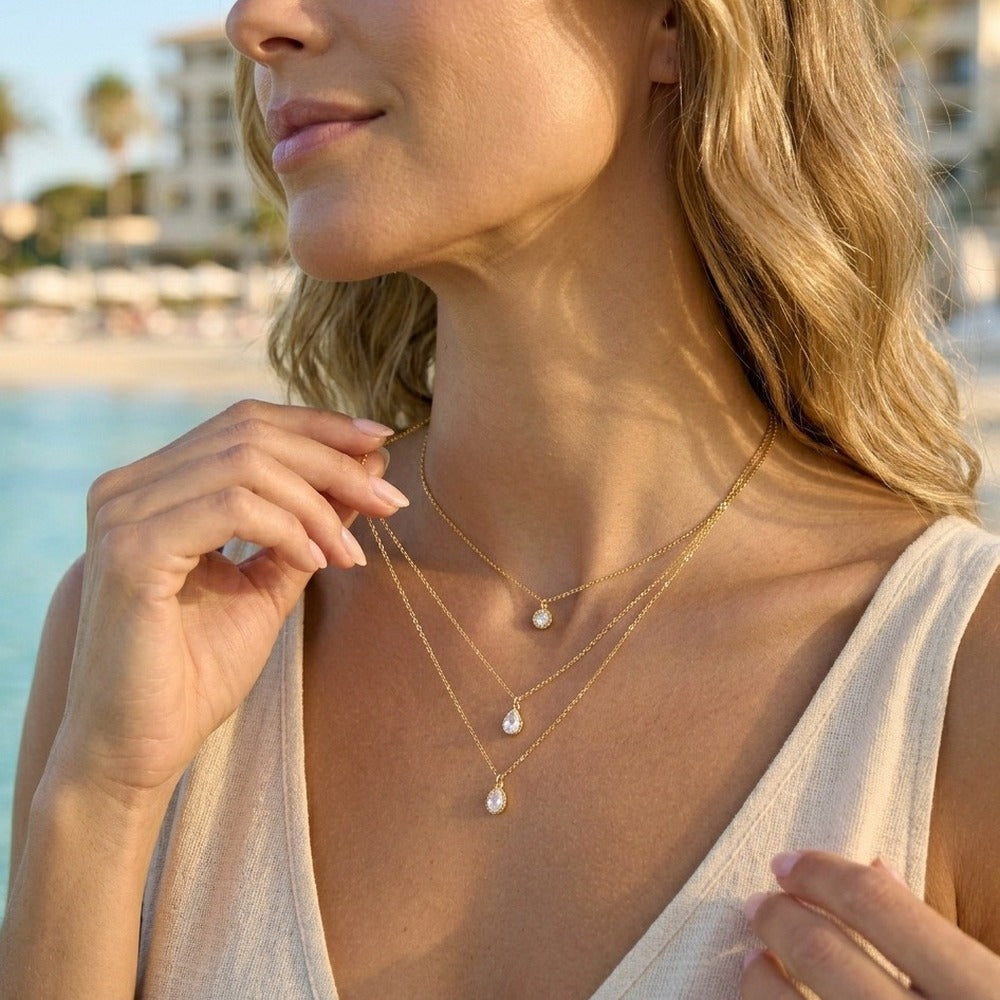 Layered Zircon Pendant Necklace