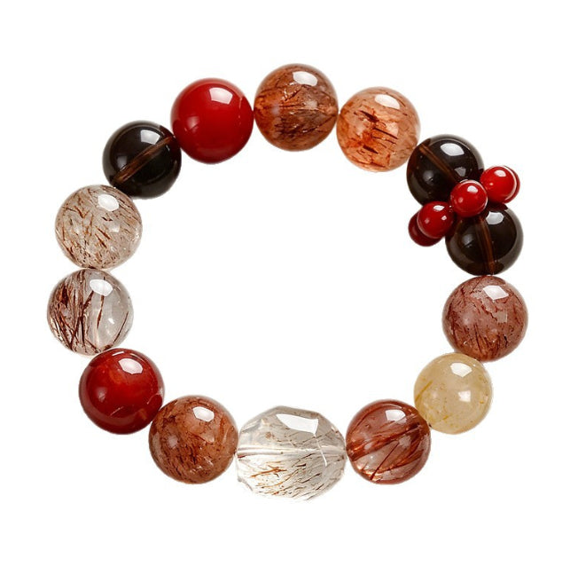Natural Black Gold Super Seven Crystal Bead Bracelet