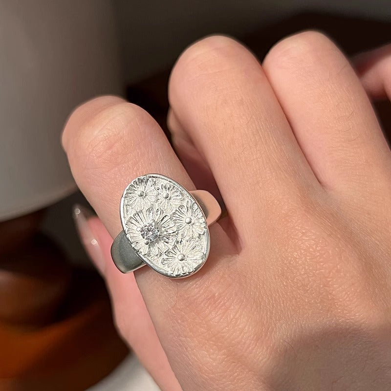 Heavy Craft 925 Sterling Silver Plain Band Zircon Ring, Ladies Niche Light Luxury Stackable Tarnish Resistant Ring Wholesale
