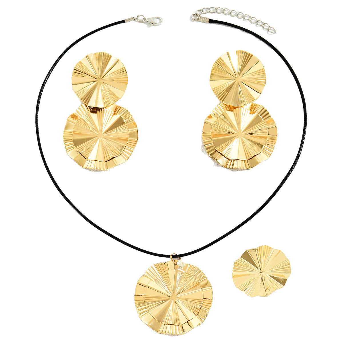 Distinctive Hip Hop European And American Women's Earrings Necklace Suit Fashion Double Layer Design Earrings Simple Versatile Women's Ring