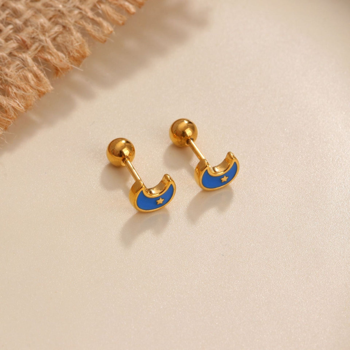 18K gold geometric inlaid gemstone design trendy personality earrings