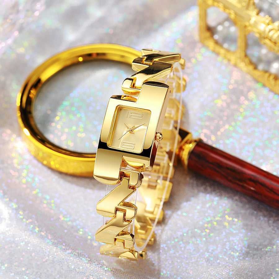 Trendy Vintage Classic Golden Alloy Yellow Square Watch