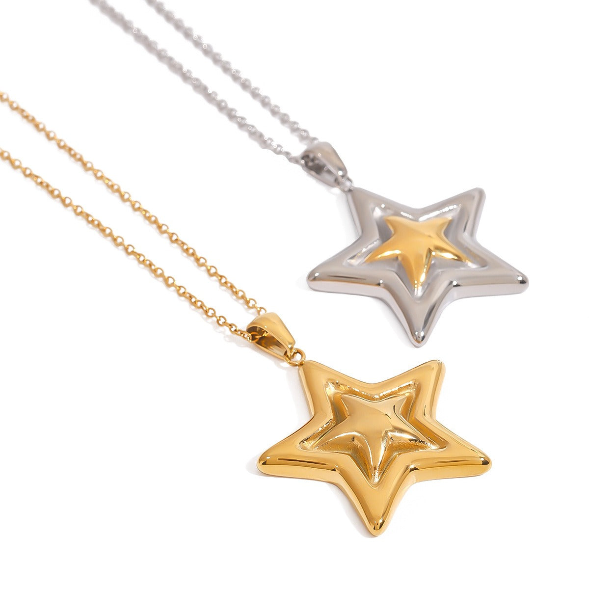 18K Gold Pentagram Design Fashion Personality Necklace