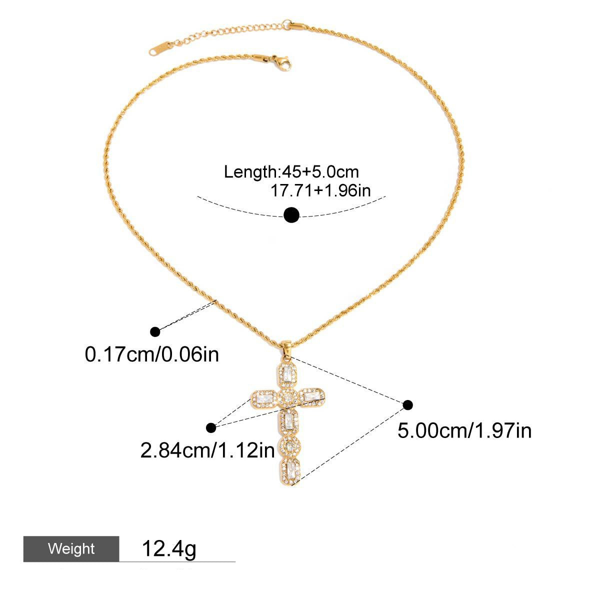 18K gold cross inlaid gemstone exquisite design dazzling necklace