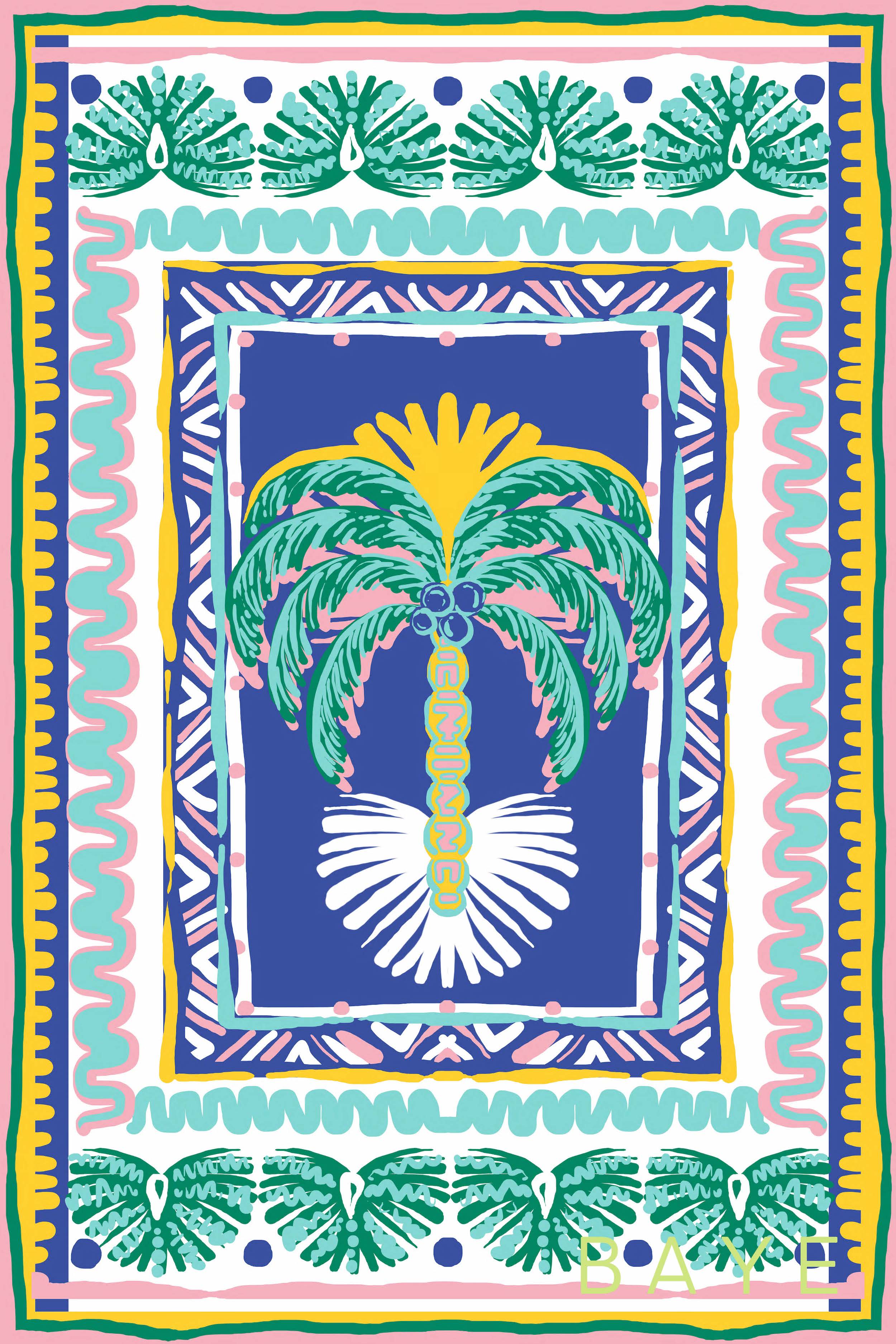 Sarong Blue Palm