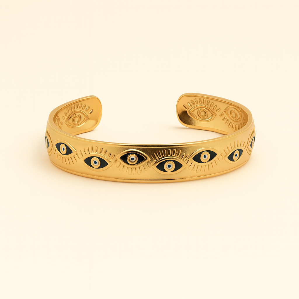 Gold & Black Evil Eye Cuff