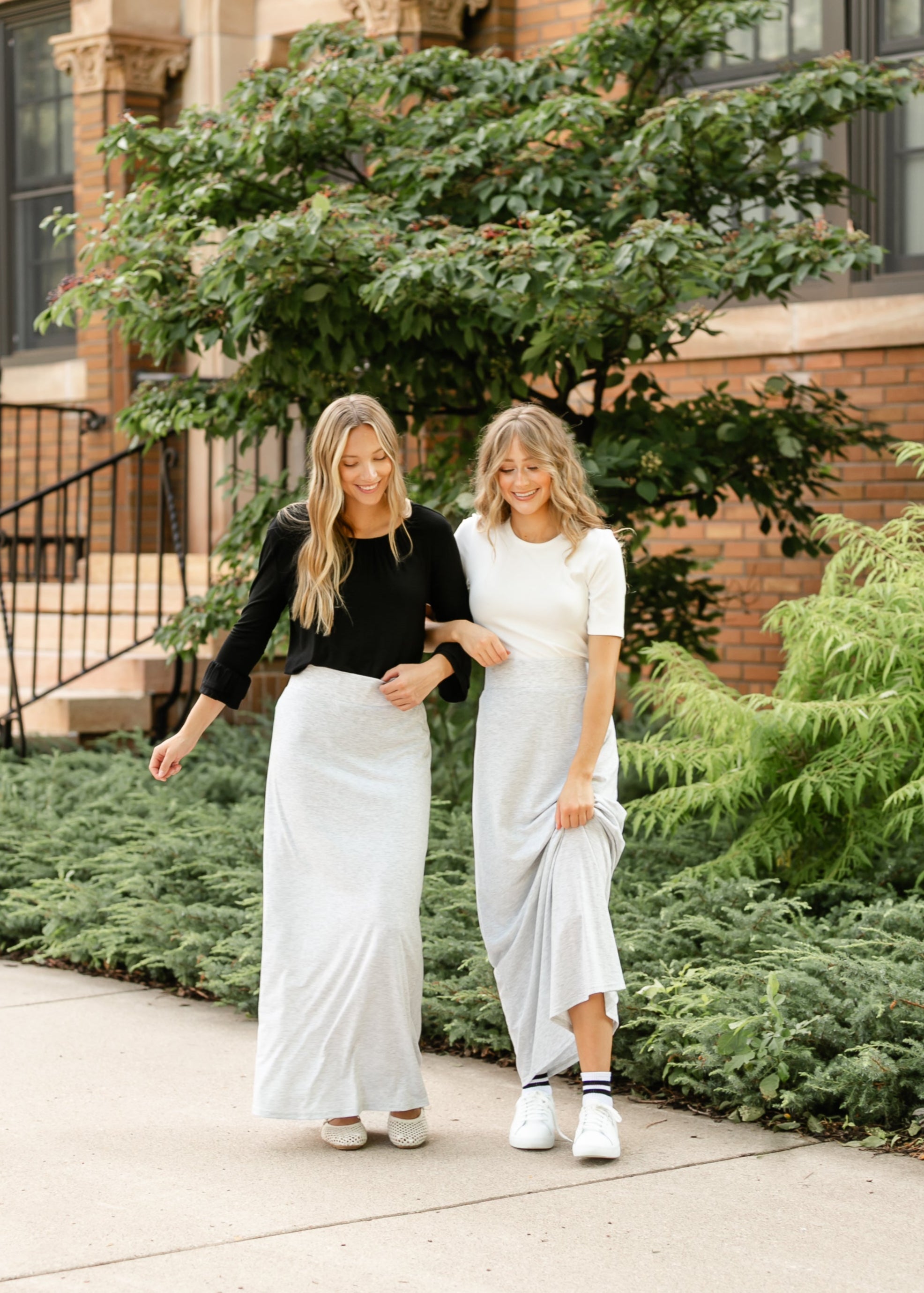 Clarise Heather Gray Premium Knit Maxi Skirt