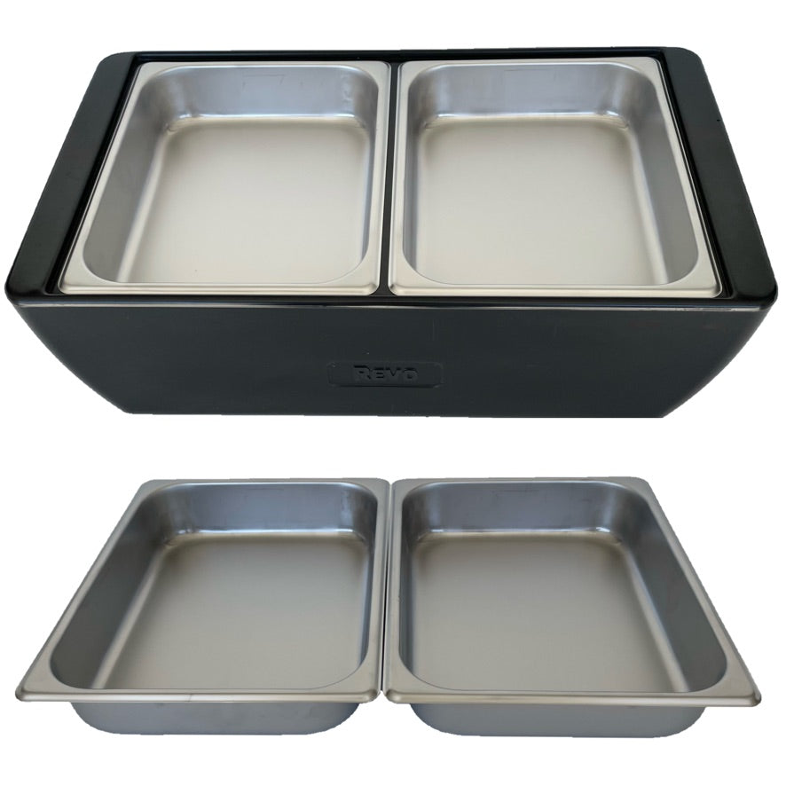 REVO HALF Size Pan Set | Stainless Steel 2.5" deep | Two 1/2 Size food pans