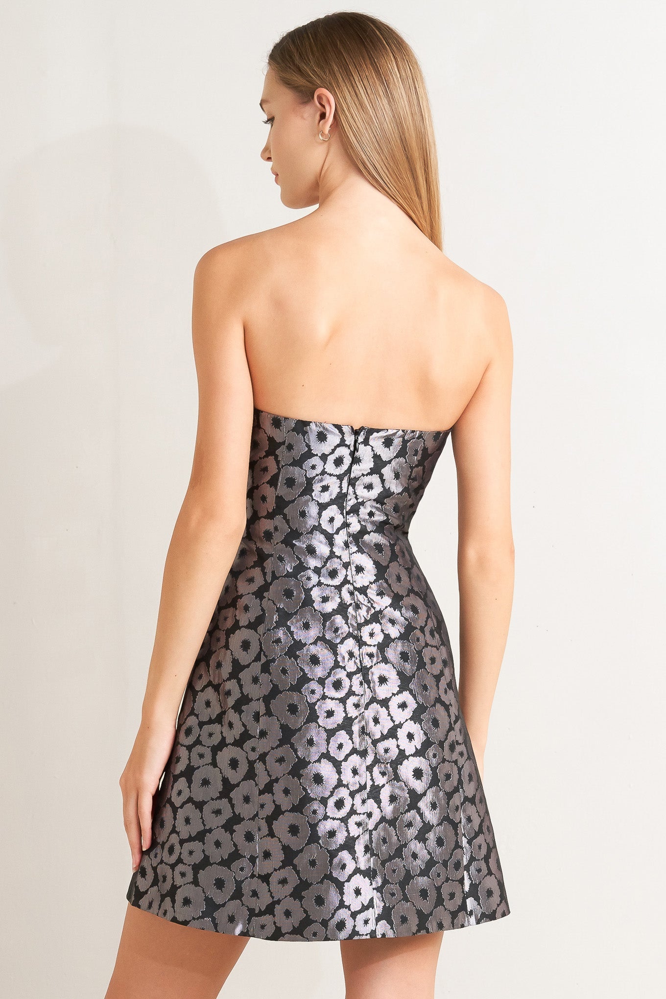 SHINE ON ME WOVEN JACQUARD MINI DRESS