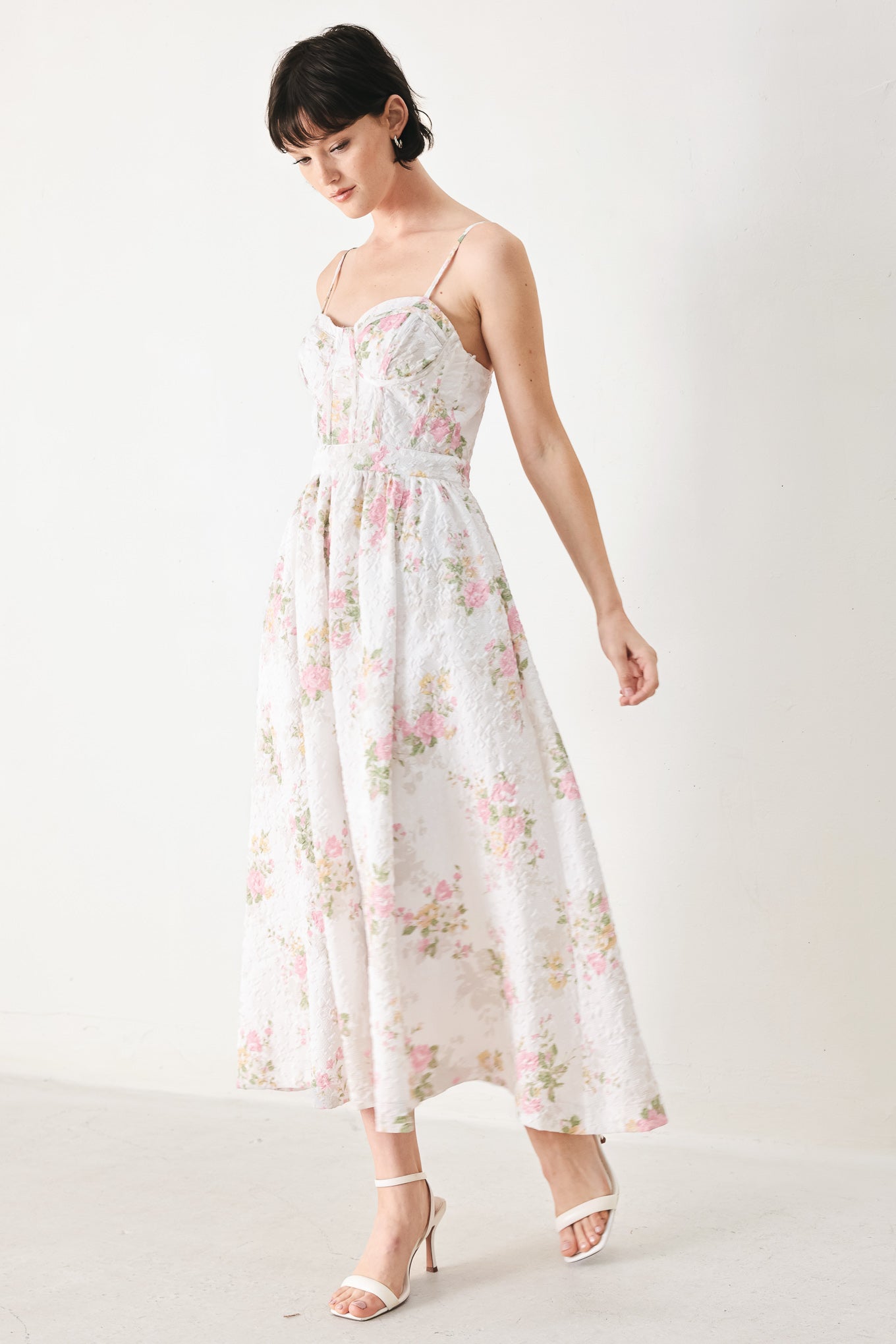 PASTEL ROMANCE WOVEN MIDI DRESS